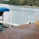 Photo of a hardscape design on a dock at a lake front house in Kalamazoo, Michigan